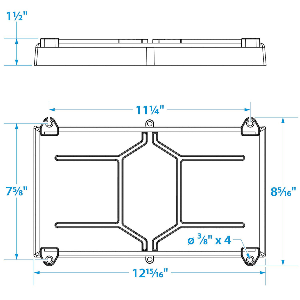 Group 27 Series Hold-Down Battery Tray, Black