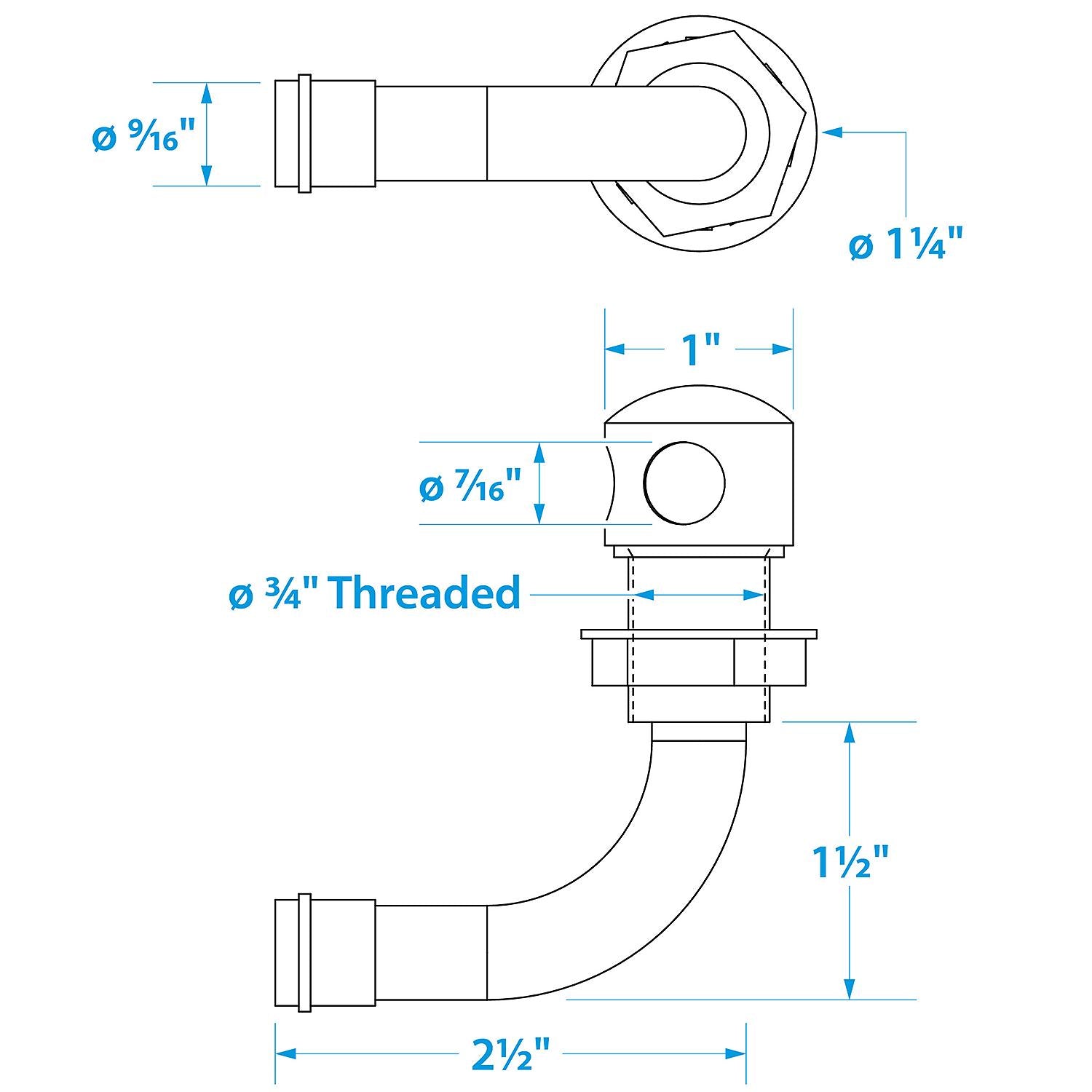 Thru Hall Fuel Tank Vent, Chrome-Plated Brass, 5/8in., 90º