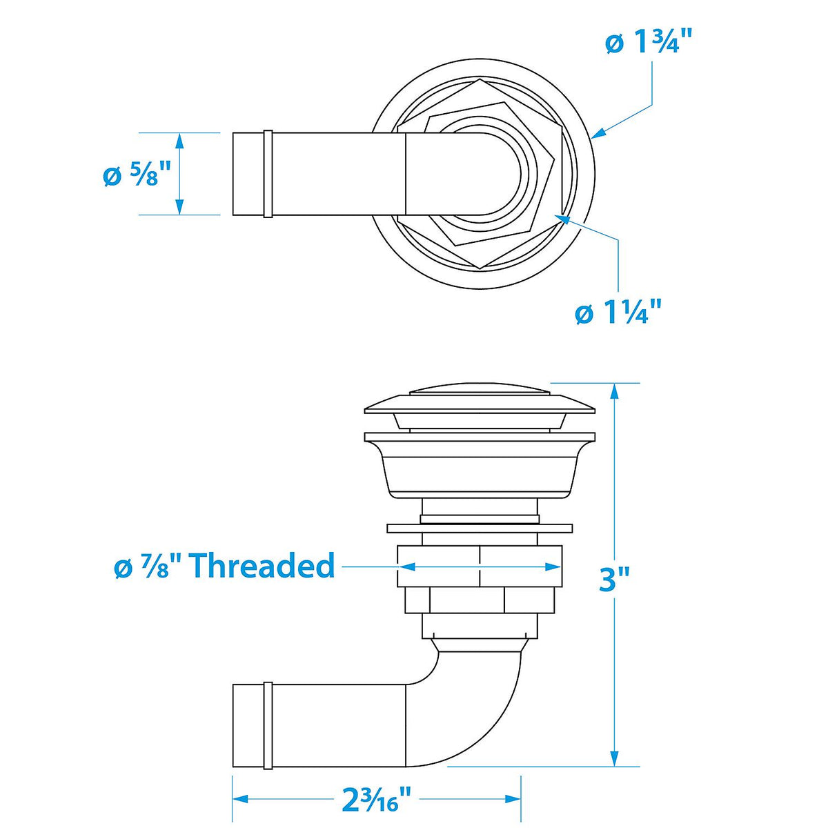 90º Stainless Steel Flush Mount Fuel Vent for 5/8in Hose