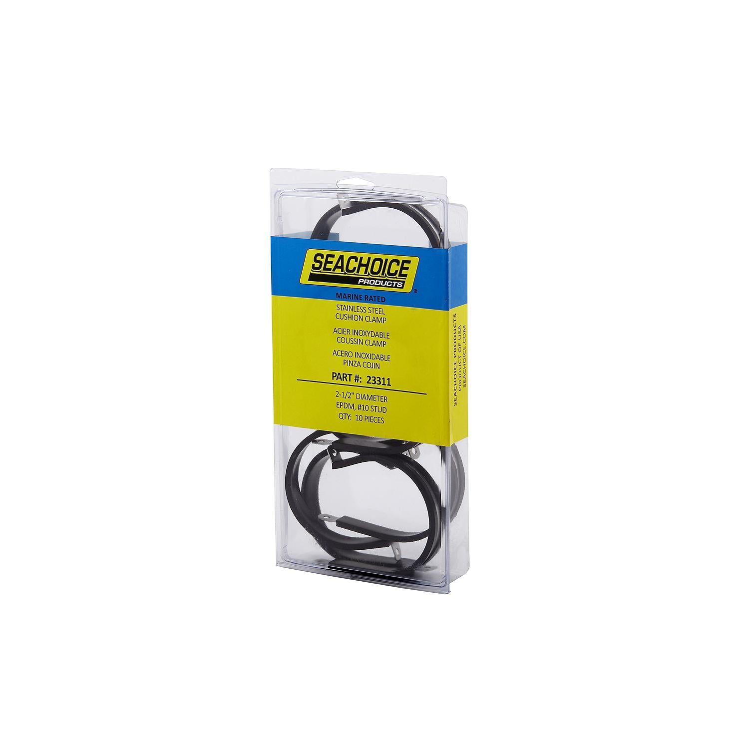 Stainless Steel Cushion Clamp, 2-1/2in, 10/PK