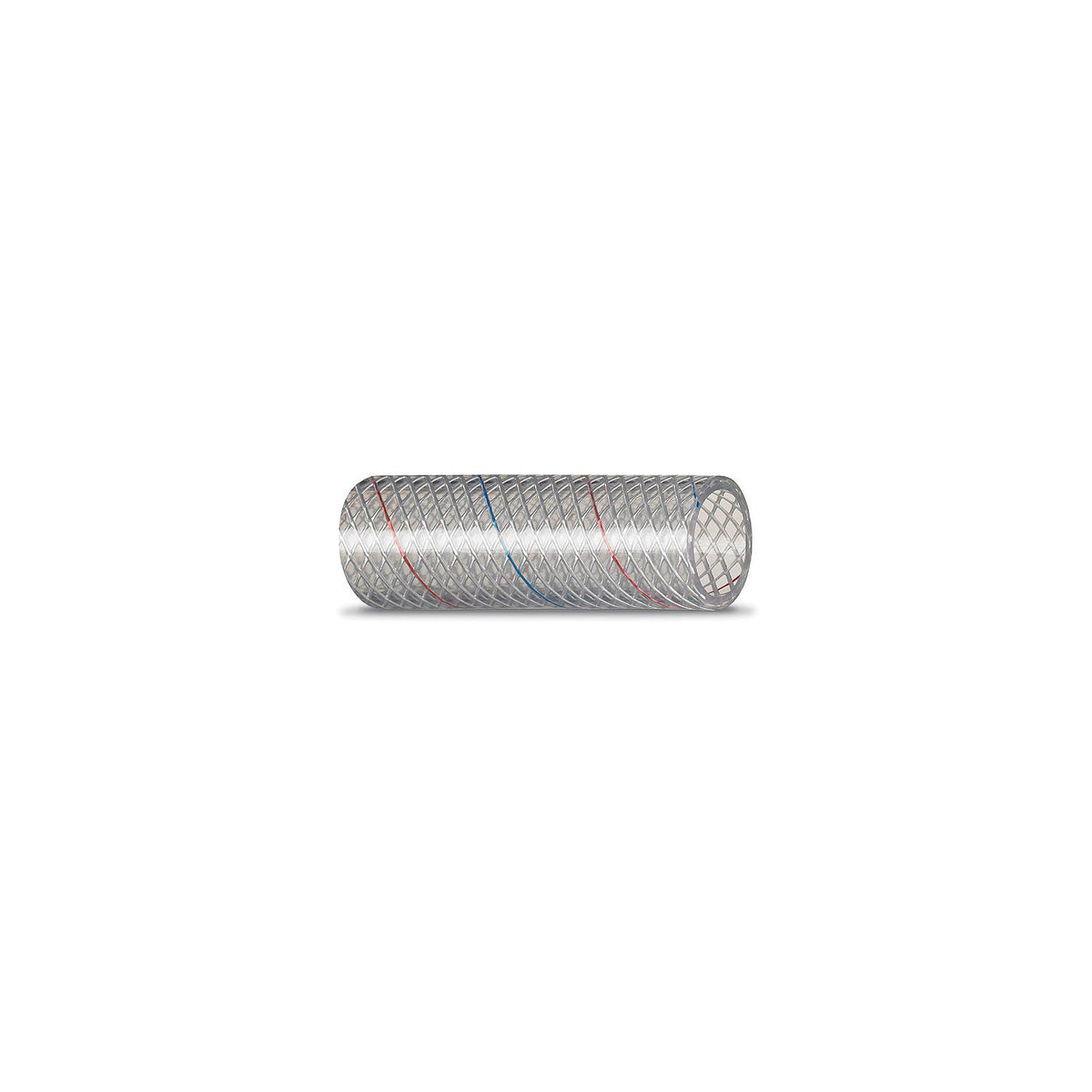 Clear Reinforced PVC Tubing w/Red & Blue Tracer - 162 Series, 3/8in x 50ft