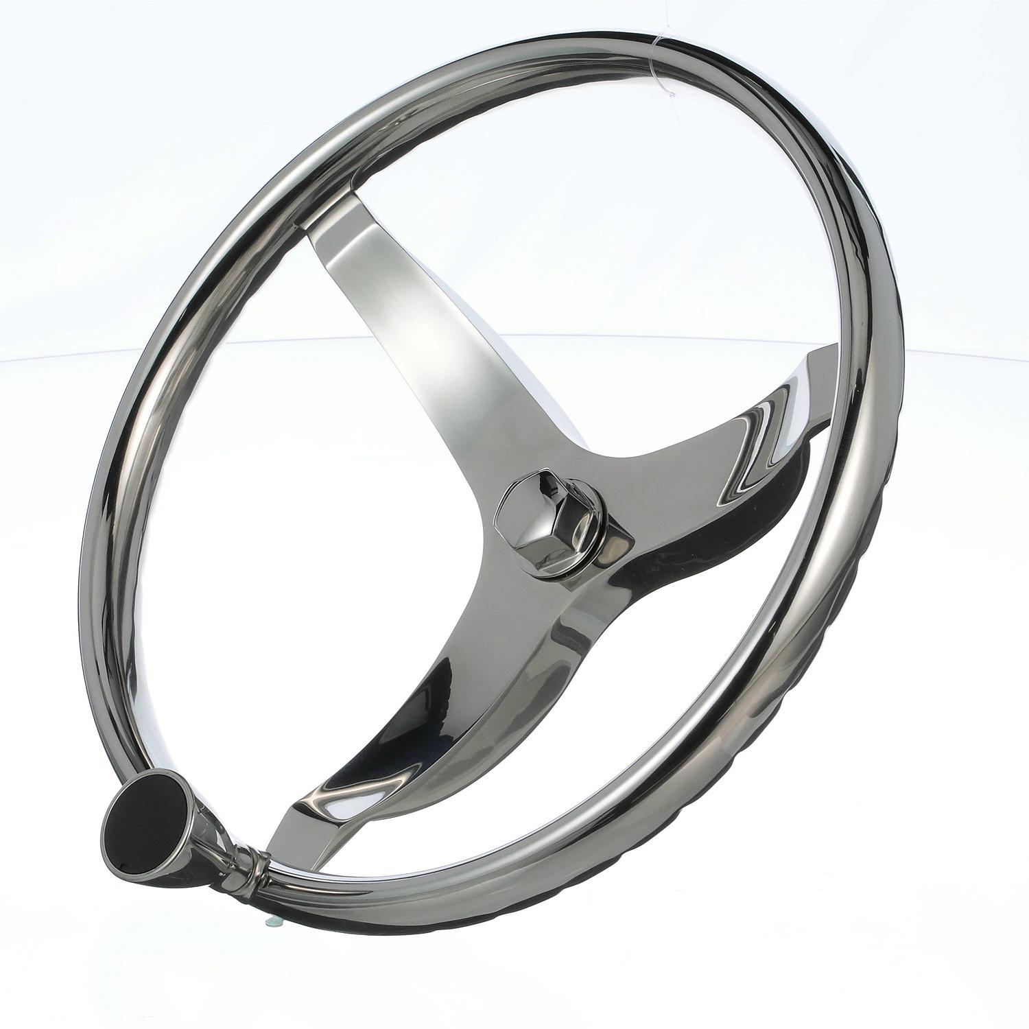 Stainless Steel Sports Steering Wheel w/ Turning Knob