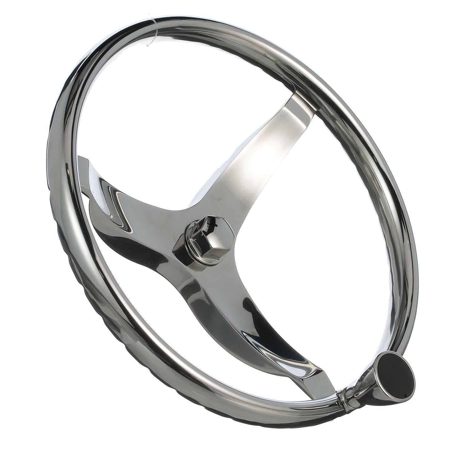 Stainless Steel Sports Steering Wheel w/ Turning Knob