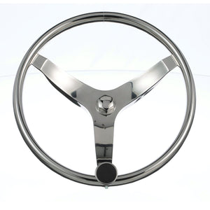 Stainless Steel Sports Steering Wheel w/ Turning Knob