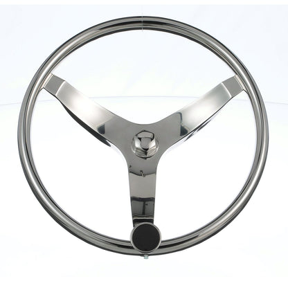 Stainless Steel Sports Steering Wheel w/ Turning Knob
