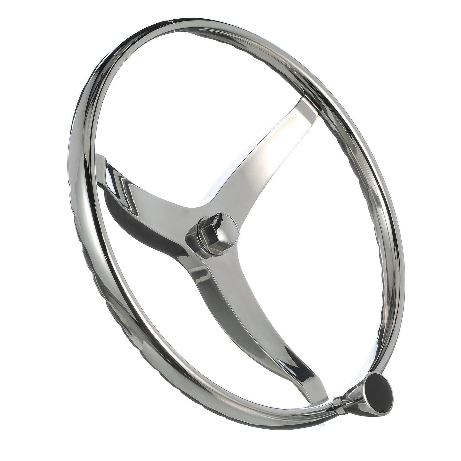 Stainless Steel Sports Steering Wheel w/ Turning Knob