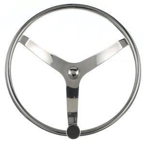 Stainless Steel Sports Steering Wheel w/ Turning Knob