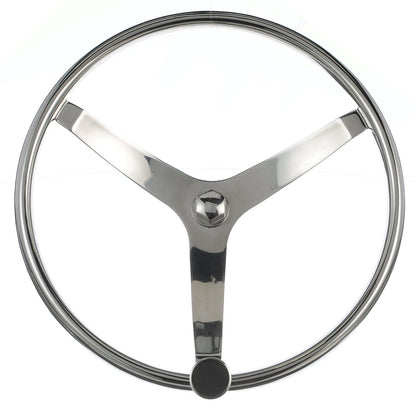 Stainless Steel Sports Steering Wheel w/ Turning Knob
