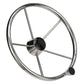 5 Spoke 15in Stainless Steel Destroyer Steering Wheel w/ Turning Knob & Black Center Cap