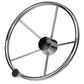 5 Spoke 15in Stainless Steel Destroyer Steering Wheel w/ Turning Knob & Black Center Cap