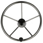5 Spoke 15in Stainless Steel Destroyer Steering Wheel w/ Turning Knob & Black Center Cap