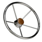 5 Spoke 15in Stainless Steel Destroyer Steering Wheel w/ Genuine Teak Cap