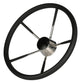 5 Spoke 15in Stainless Steel Destroyer Steering Wheel w/ Foam Grip & Black Center Cap