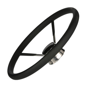 5 Spoke 15in Stainless Steel Destroyer Steering Wheel w/ Foam Grip & Black Center Cap
