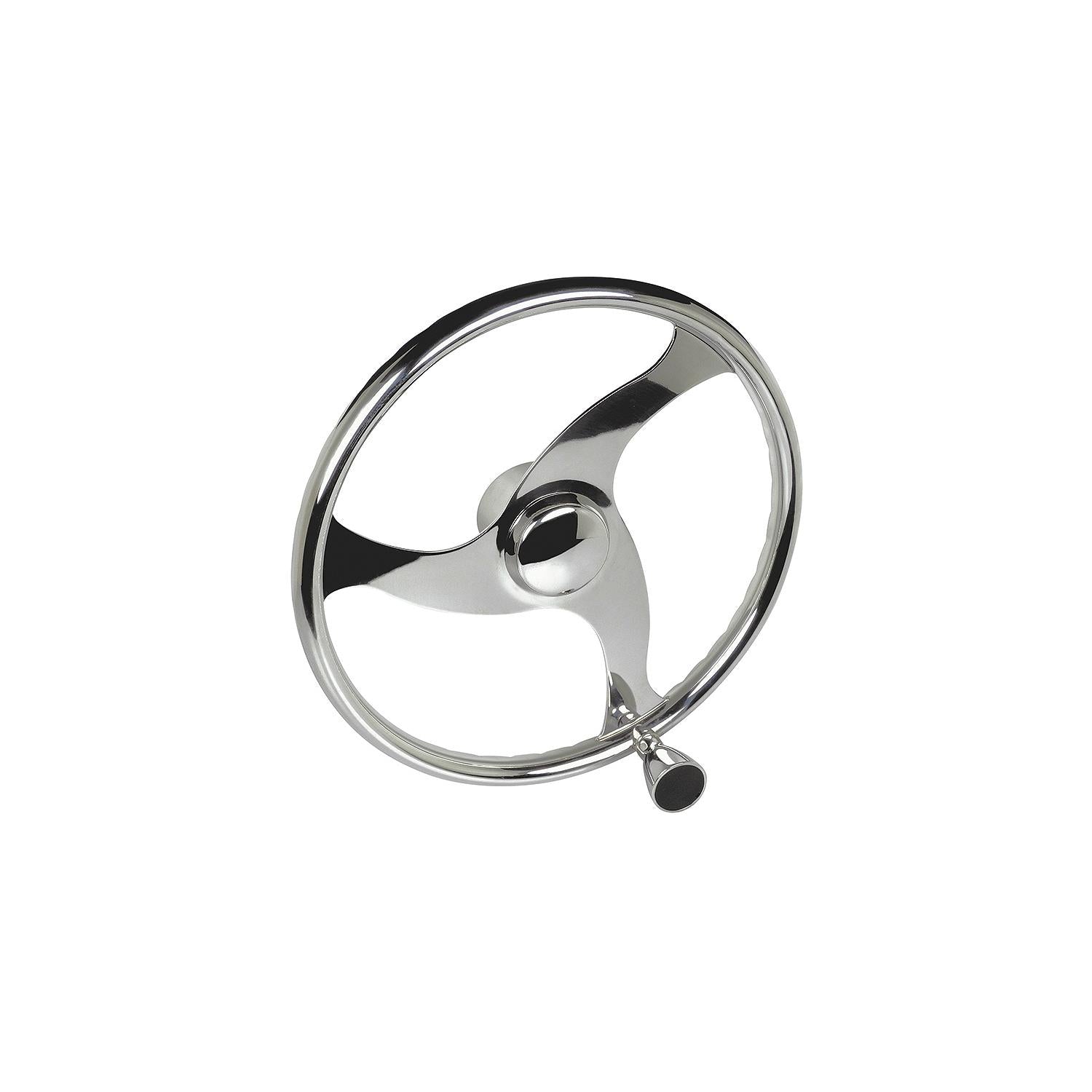 3 Spoke Stainless Steel Steering Wheel w/Turning Knob