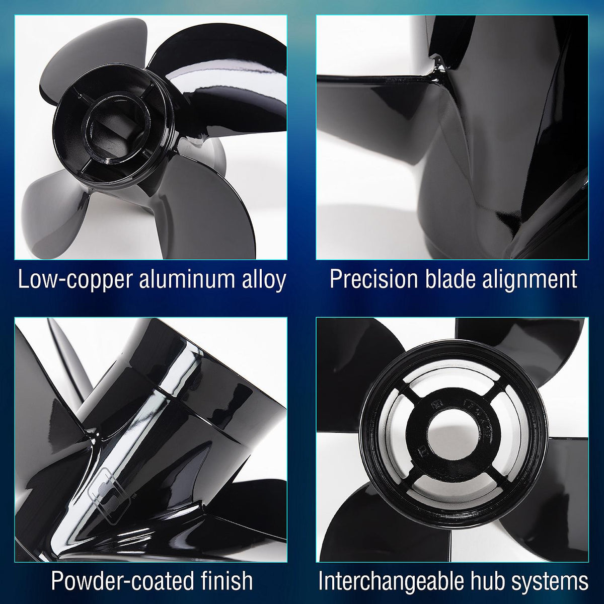 4-Blade Aluminum Propeller, 14in Dia. X 14in Pitch, RH Rotation