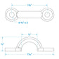 Stainles Steel Eye Straps, 1-7/8in x 11/32in, 4/PK