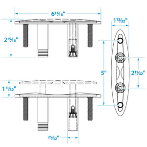 Stainless Steel Pull Up Cleat w/ Studs, 6in