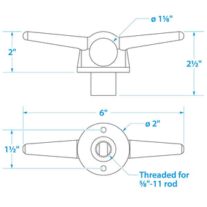 Stainless Steel Lifting Ring w/ Cleat 6in w/ 1-1/8in Eye