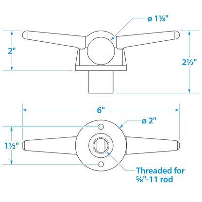 Stainless Steel Lifting Ring w/ Cleat 6in w/ 1-1/8in Eye