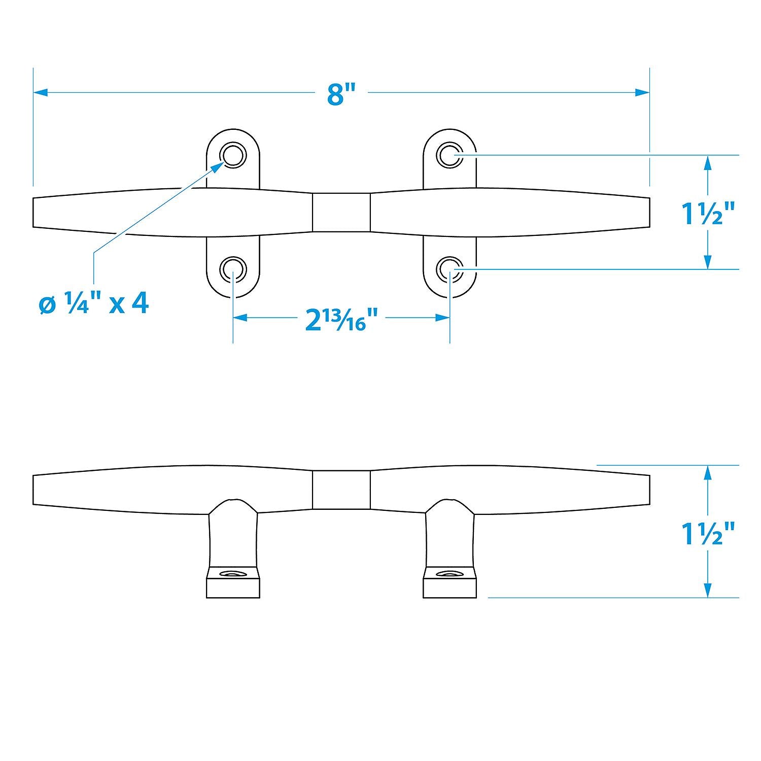 Stainless Steel Hollow Base Cleat, 8in