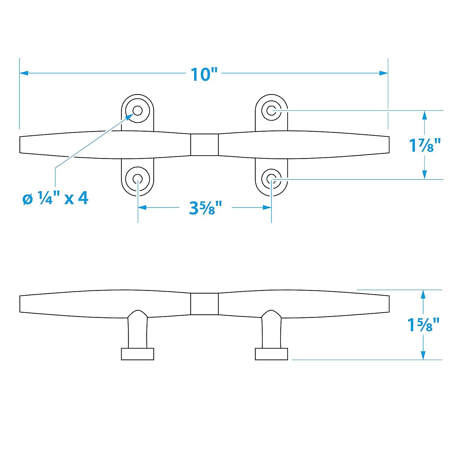 Stainless Steel Hollow Base Cleat, 10in