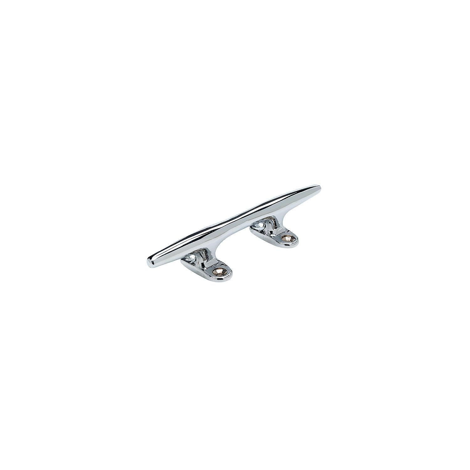 Chrome Plated Polished Cast Brass Hollow Base Yacht Cleat, 6-1/2in