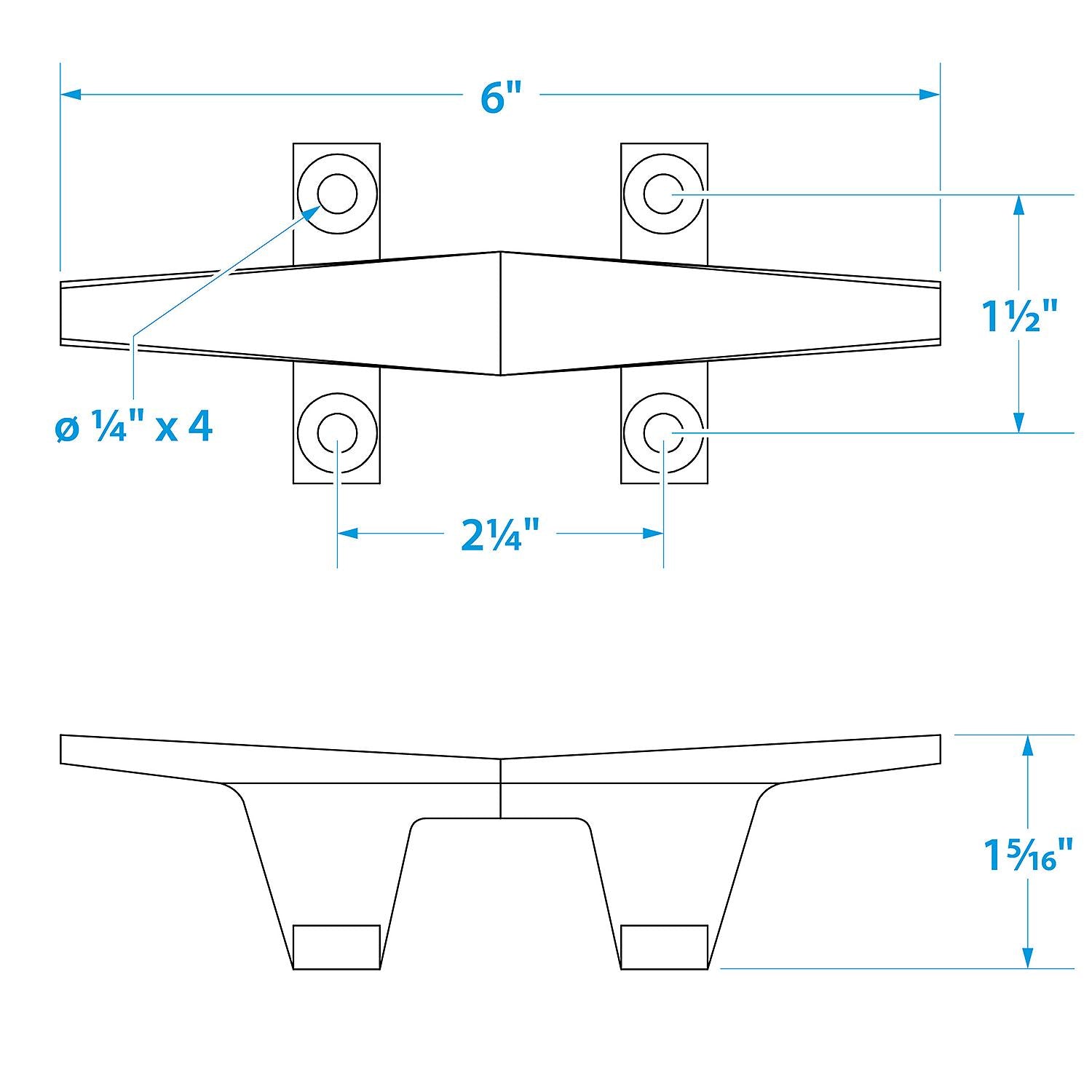 Chrome Plated Zinc Hollow Base Cleat, 6in