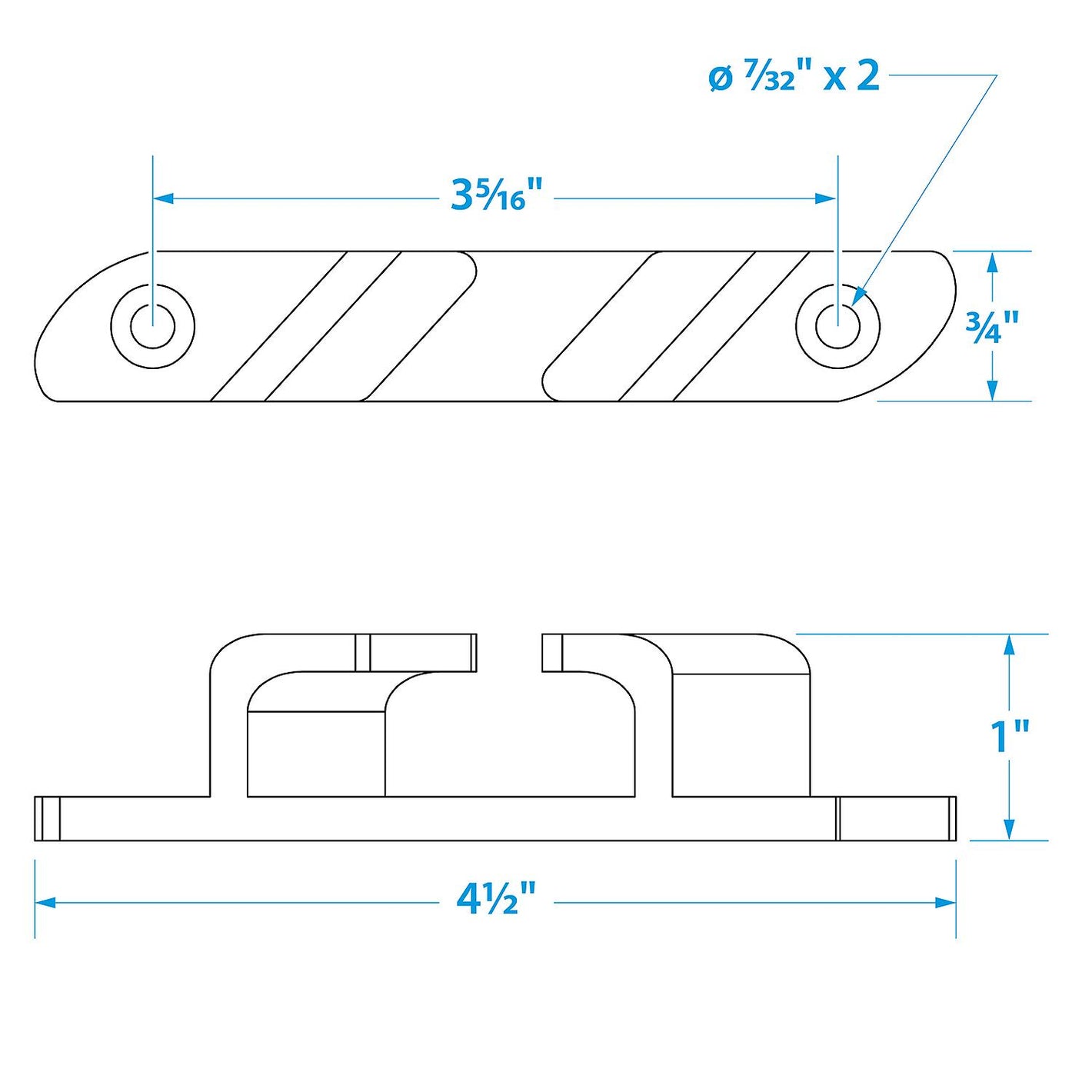 Stainless Steel Bow Chocks Fit Line Up to 5/8in, 2/PK
