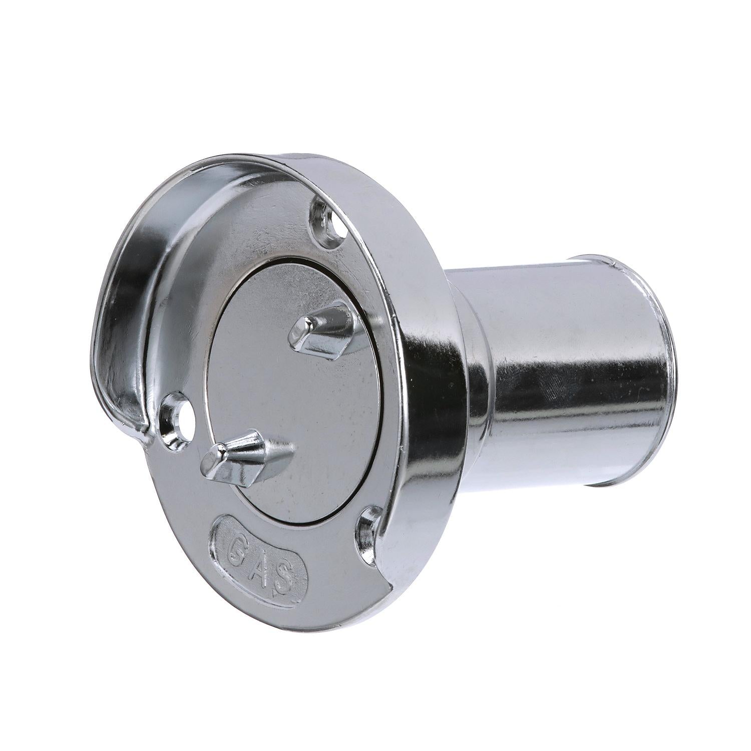 Chrome Plated Zinc Gas Deck Fill w/ Cap For 1-1/2in Hose