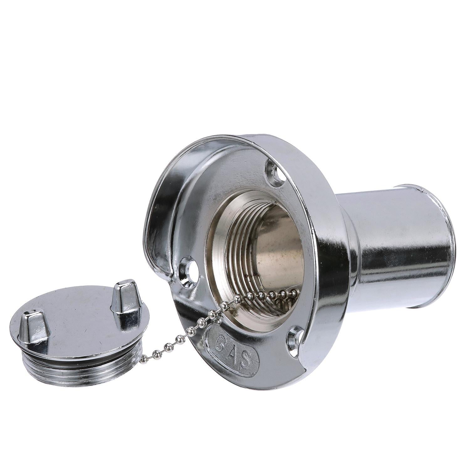 Chrome Plated Zinc Gas Deck Fill w/ Cap For 1-1/2in Hose