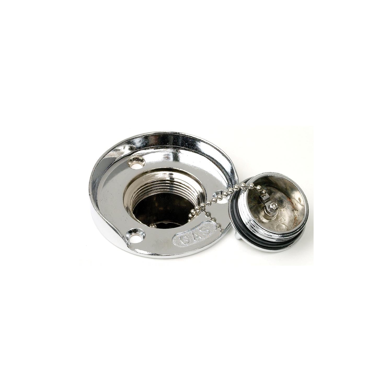 Chrome Plated Zinc Gas Deck Fill w/ Cap For 1-1/2in Hose