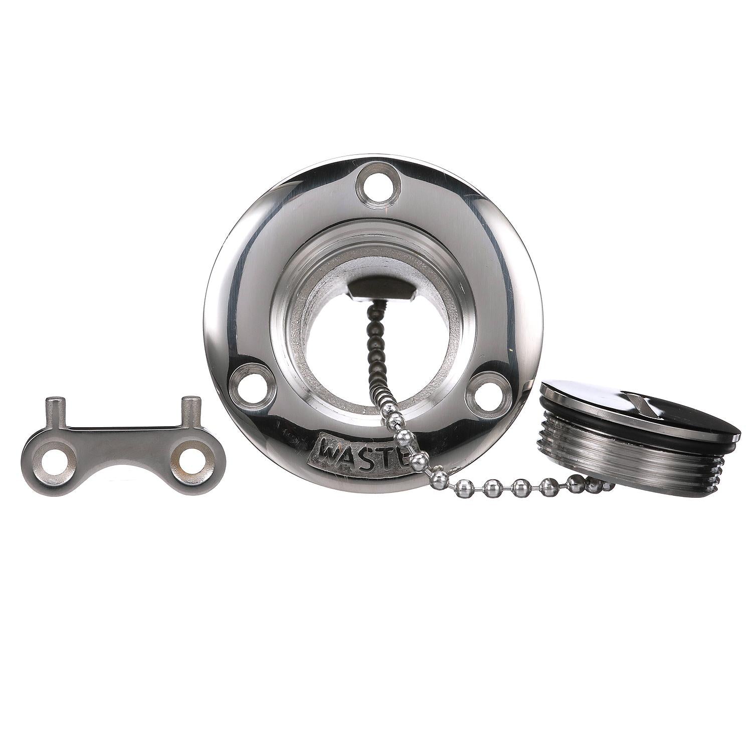 Stainless Steel Waste Deck Fill w/ Cap For 1-1/2in Hose