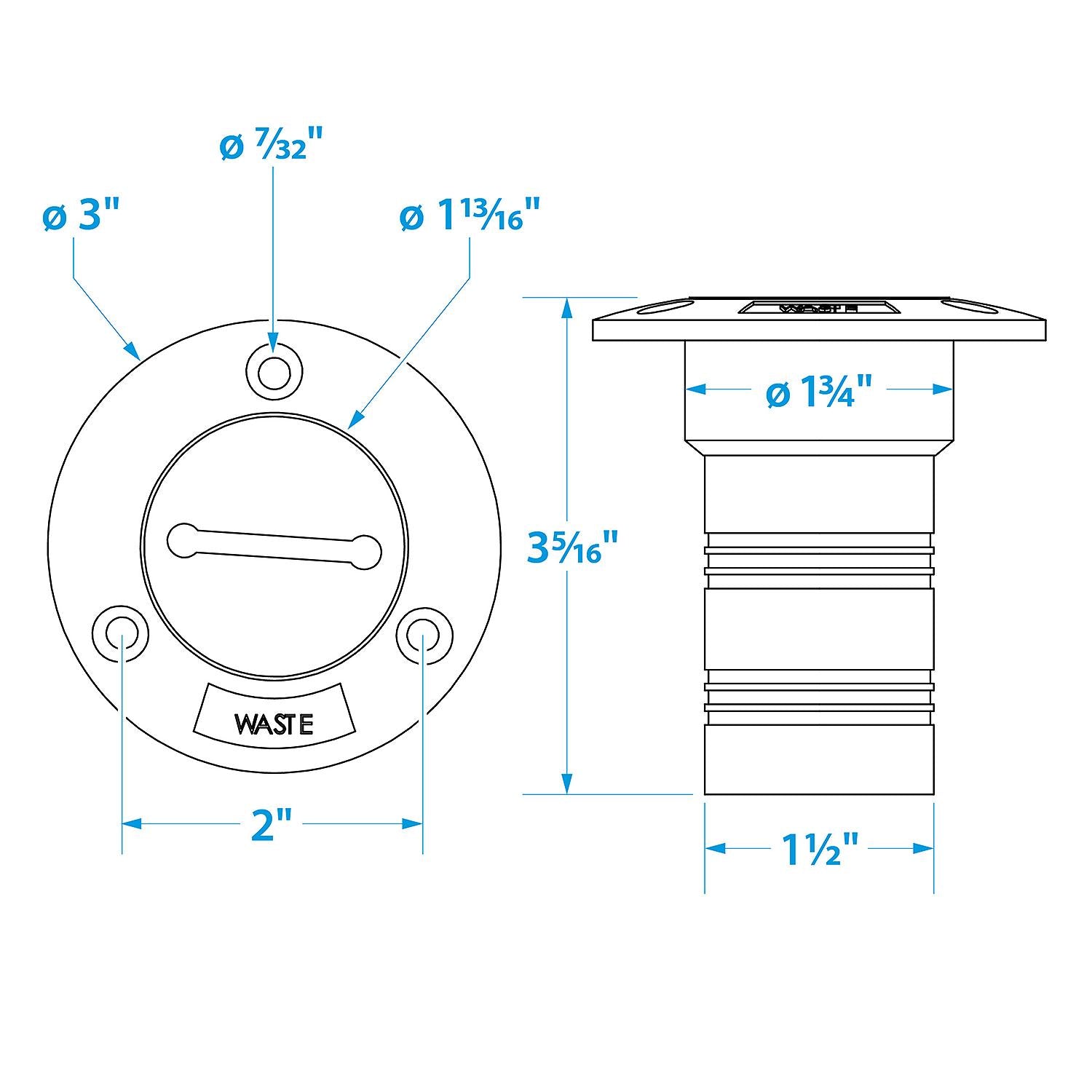 Stainless Steel Waste Deck Fill w/ Cap For 1-1/2in Hose