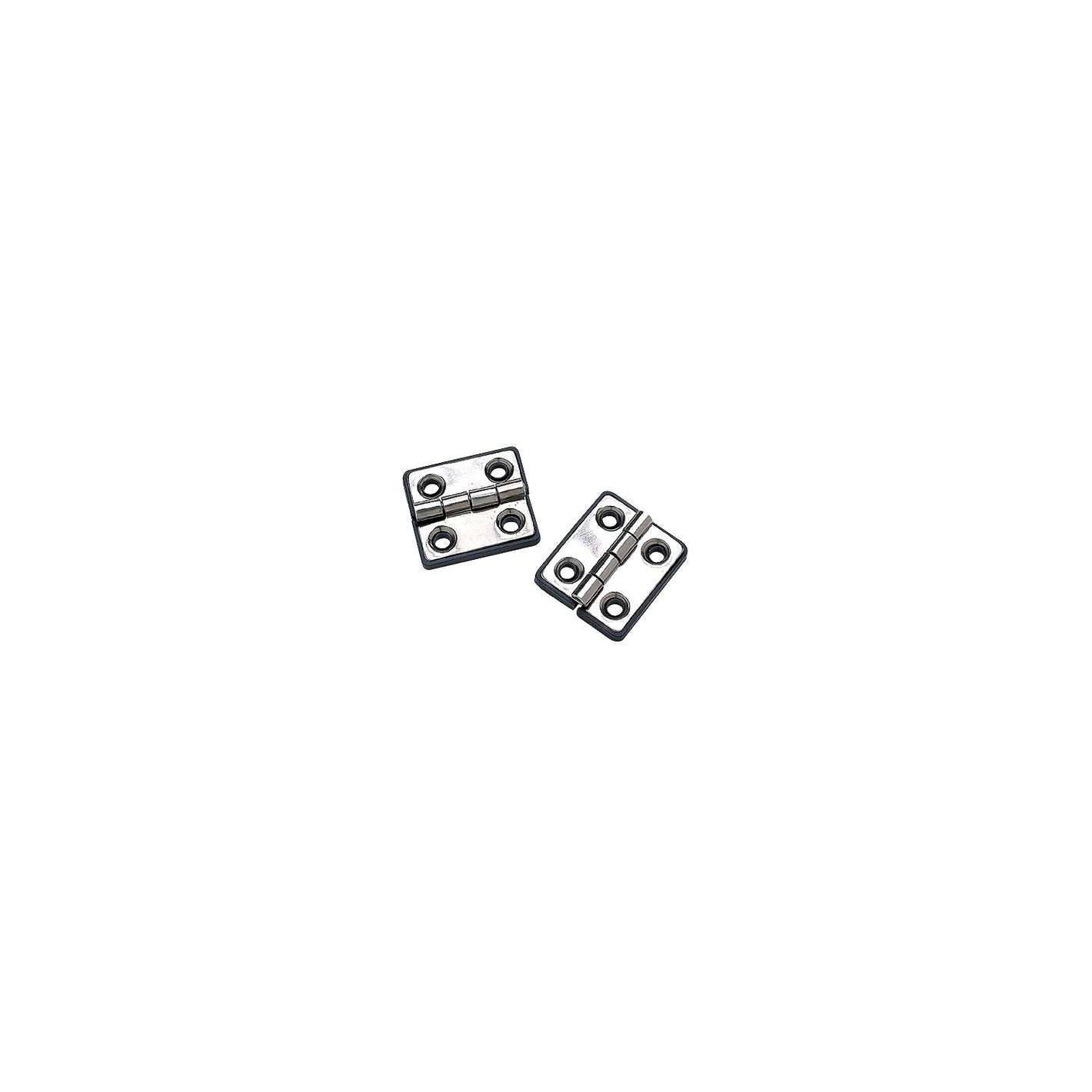 Polished Stainless Steel Butt Hinges 1-5/16in x 1-1/2in  w/ Black Base Plate
