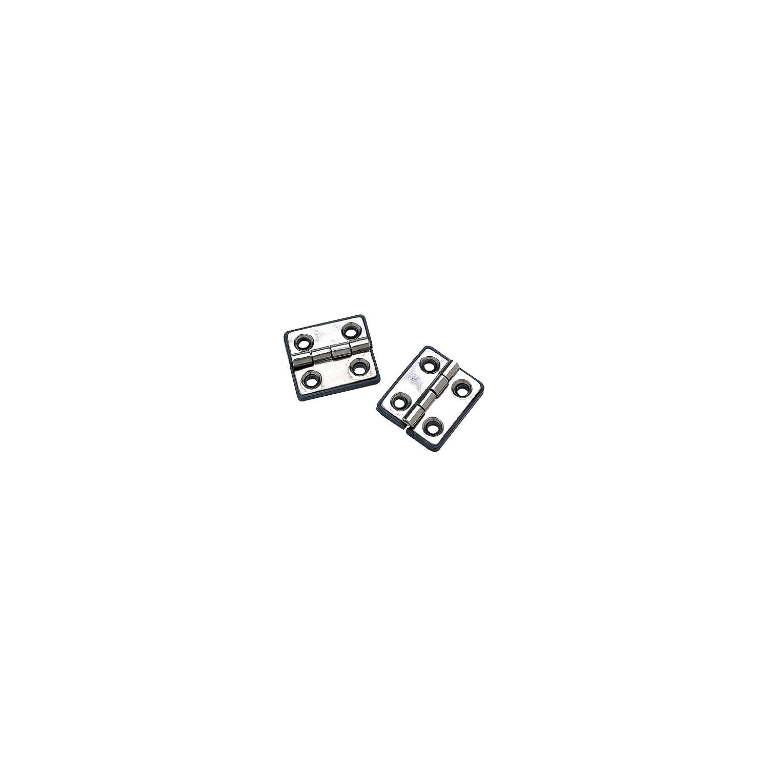 Polished Stainless Steel Butt Hinges 1-5/16in x 1-1/2in  w/ Black Base Plate