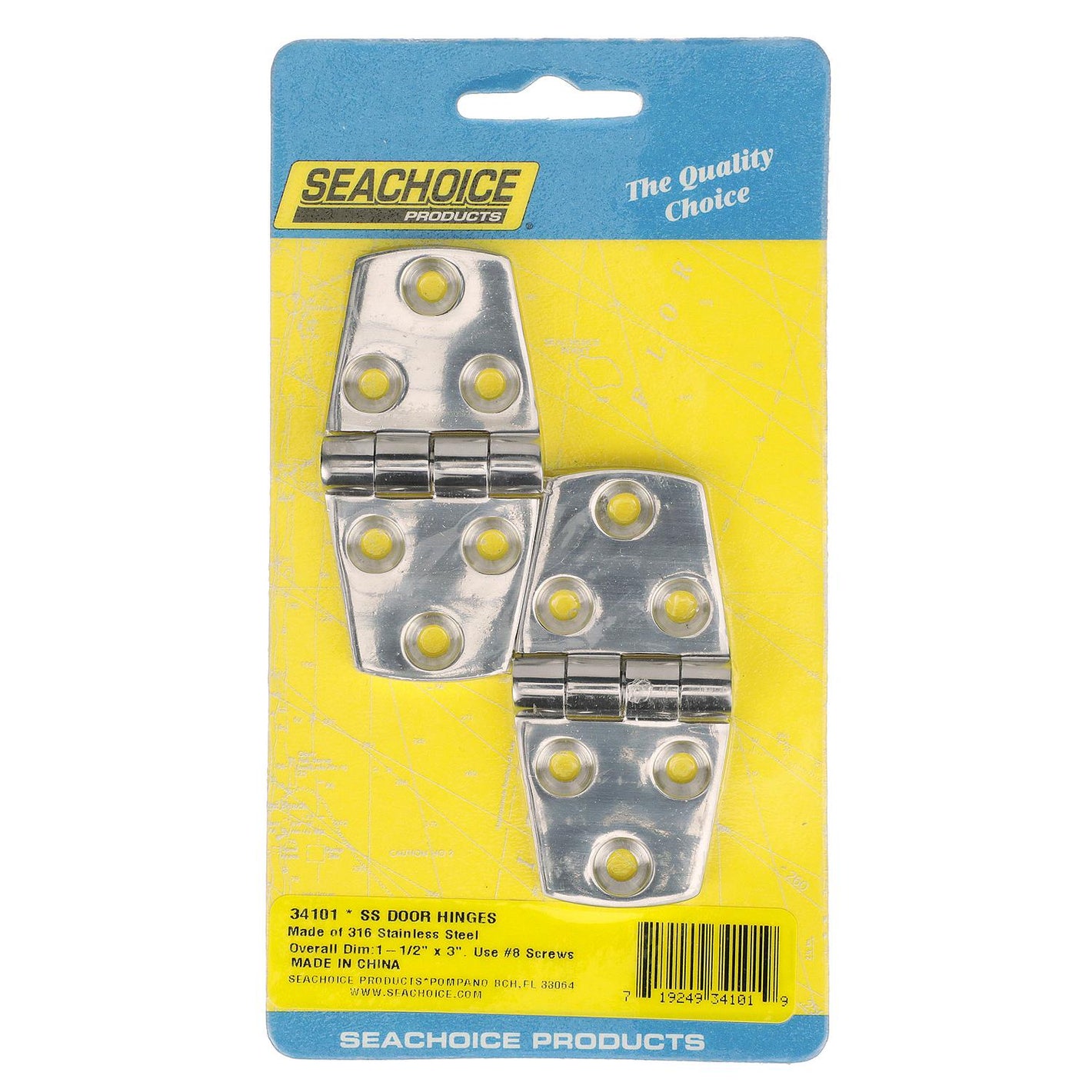 Stainless Steel Door Hinges, 1-1/2in x 3in, 2/PK