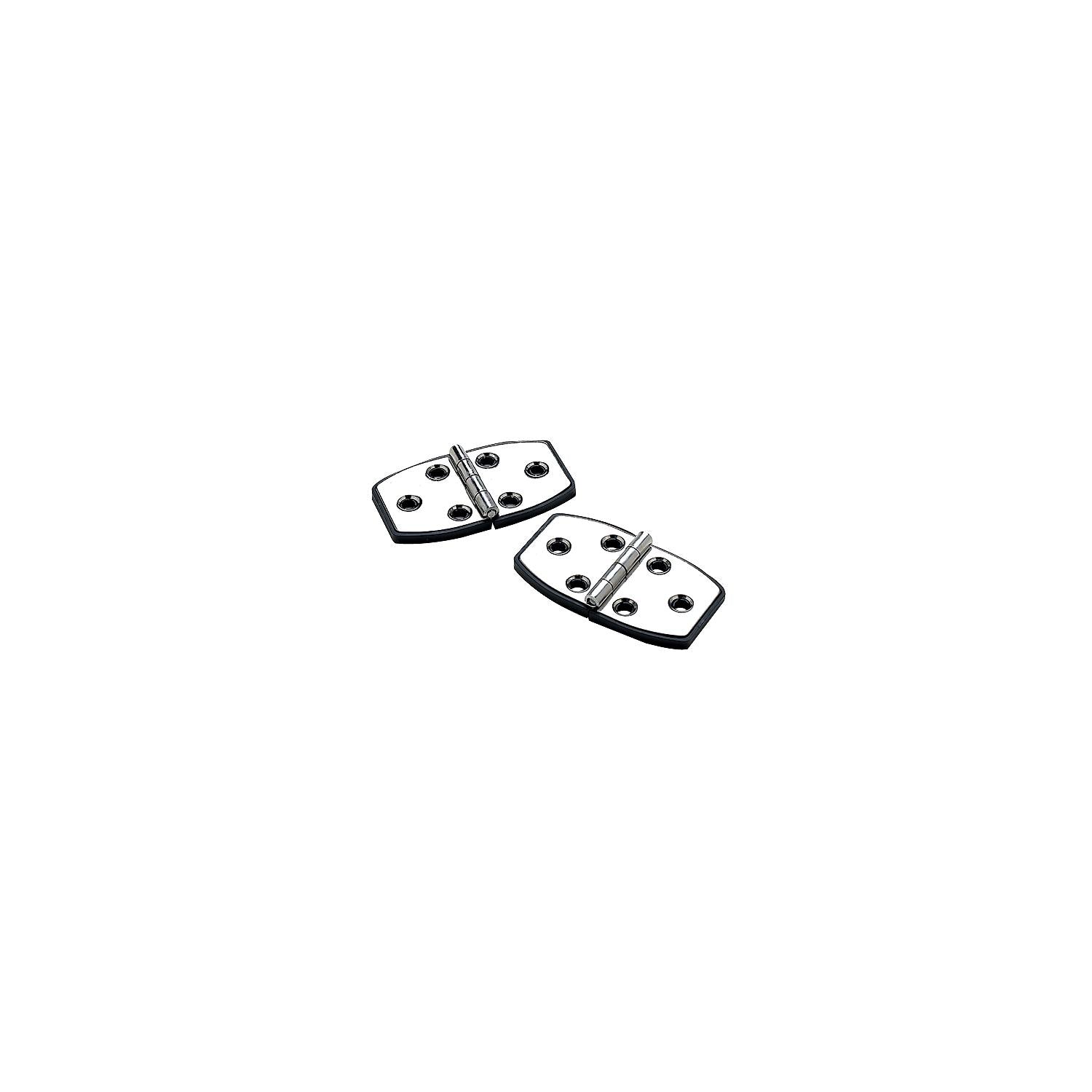 Polished Stainless Steel Utility Hinges 2-7/8in x 1-1/2in  w/ Black Base Plate
