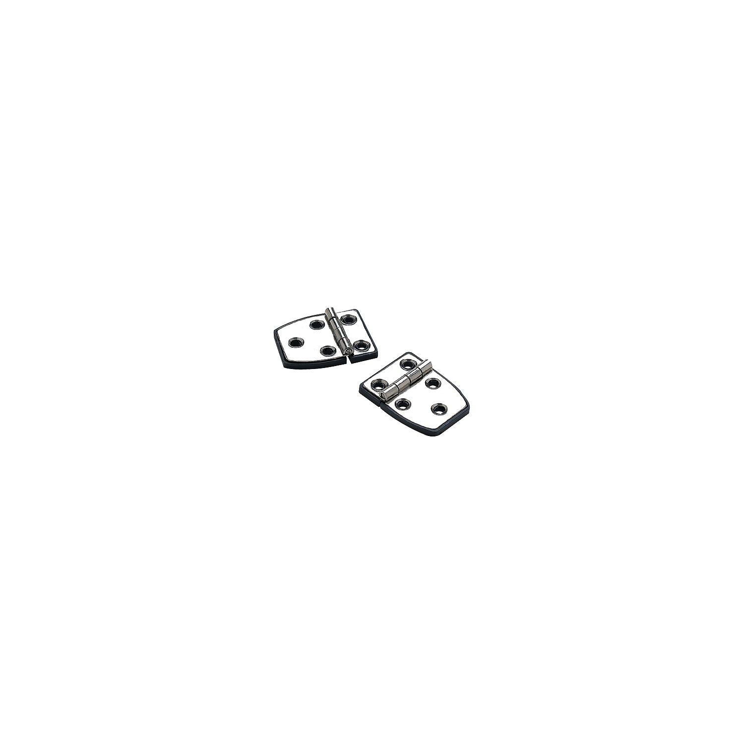 Polished Stainless Steel 3/4in Short Side Hinges 2-1/4in x 1-1/2in  w/ Black Base, 2/PK