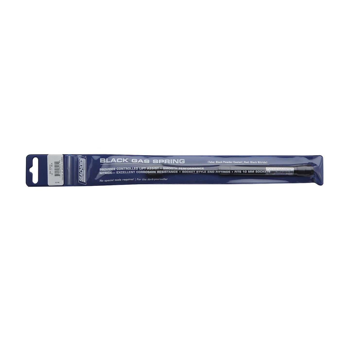 Black Powder Coated Gas Spring Compressed: 7in, Extended: 10in, Force: 30 lbs
