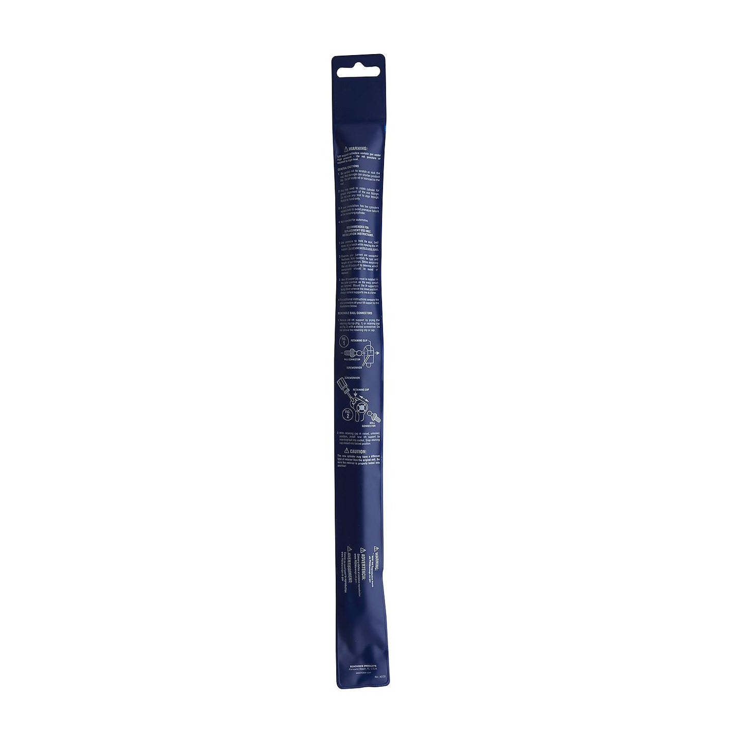 Black Powder Coated Gas Spring Compressed: 9.5in, Extended: 15in, Force: 20 lbs