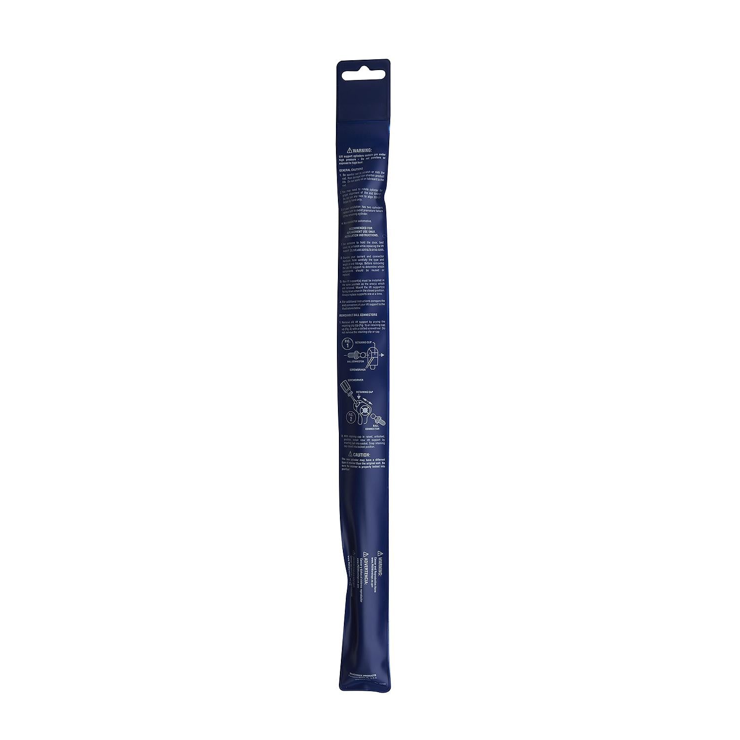Black Powder Coated Gas Spring Compressed: 10.2in, Extended: 17.2in, Force: 20 lbs