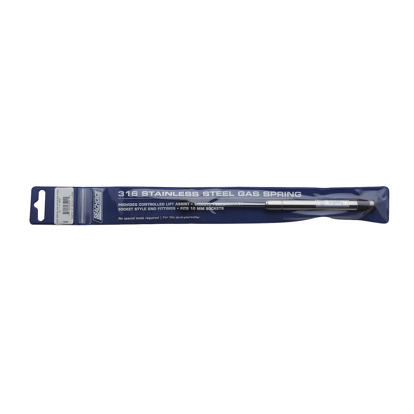 Stainless Steel Gas Spring Compressed: 7in, Extended: 10in, Force: 30 lbs