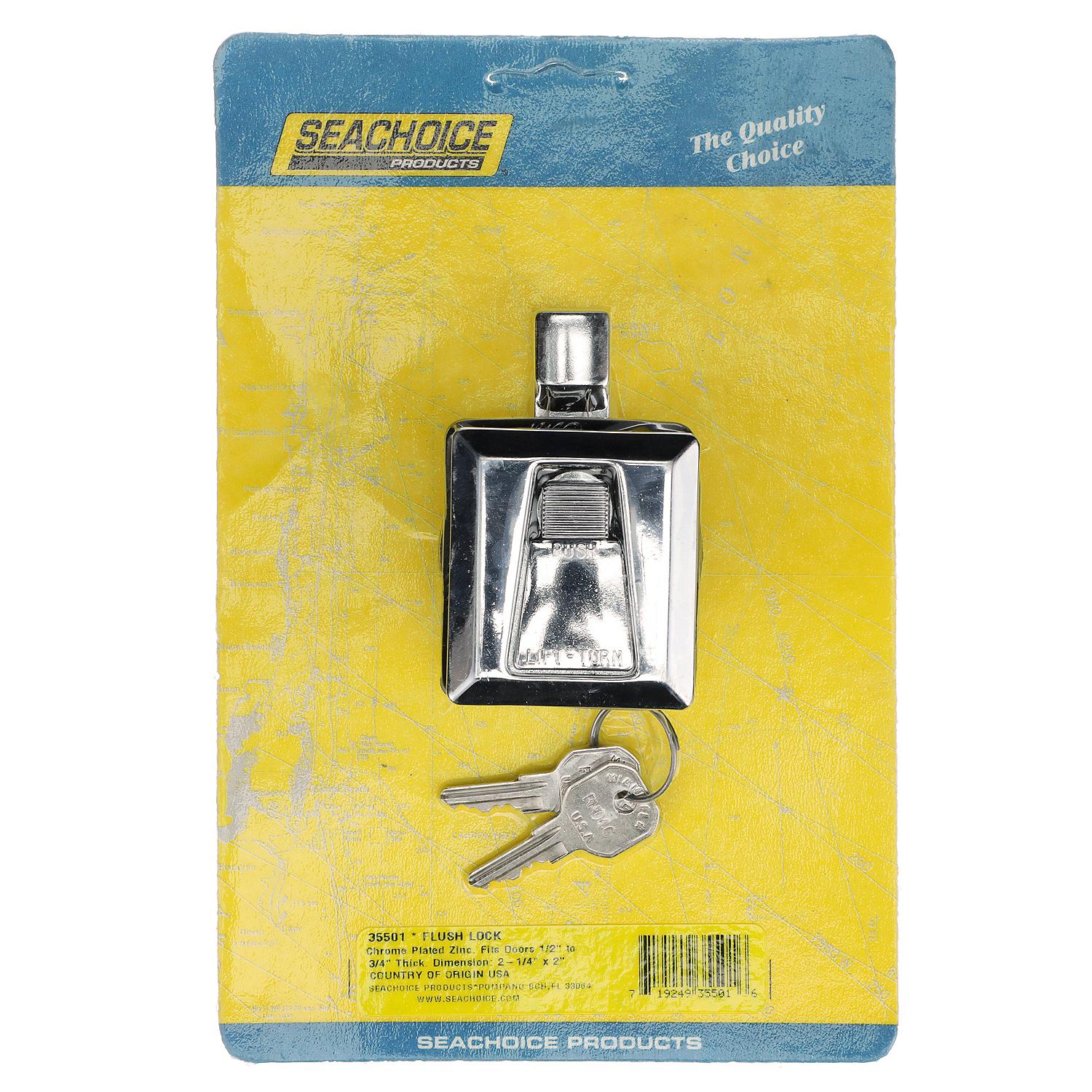 Chrome Plated Zinc Flush Lock, 2-1/4in x 2in