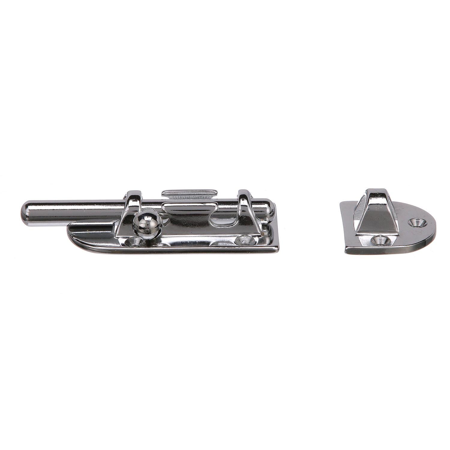 Chrome Plated Bronze Barrel Bolt, 4-7/16in x 1-7/8in