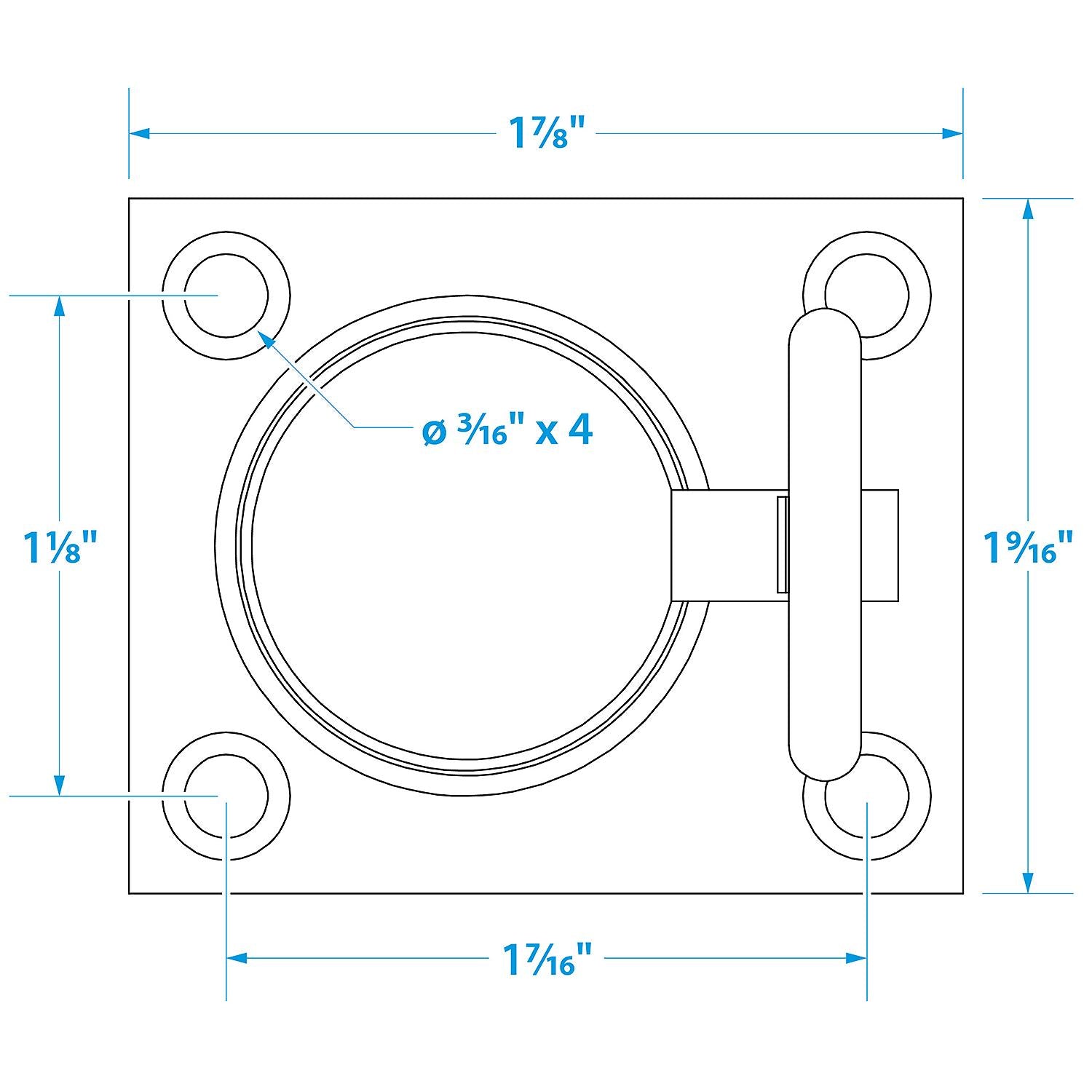 Chrome Plated Brass Flush Ring Pull, 1-1/2in x 1-3/4in