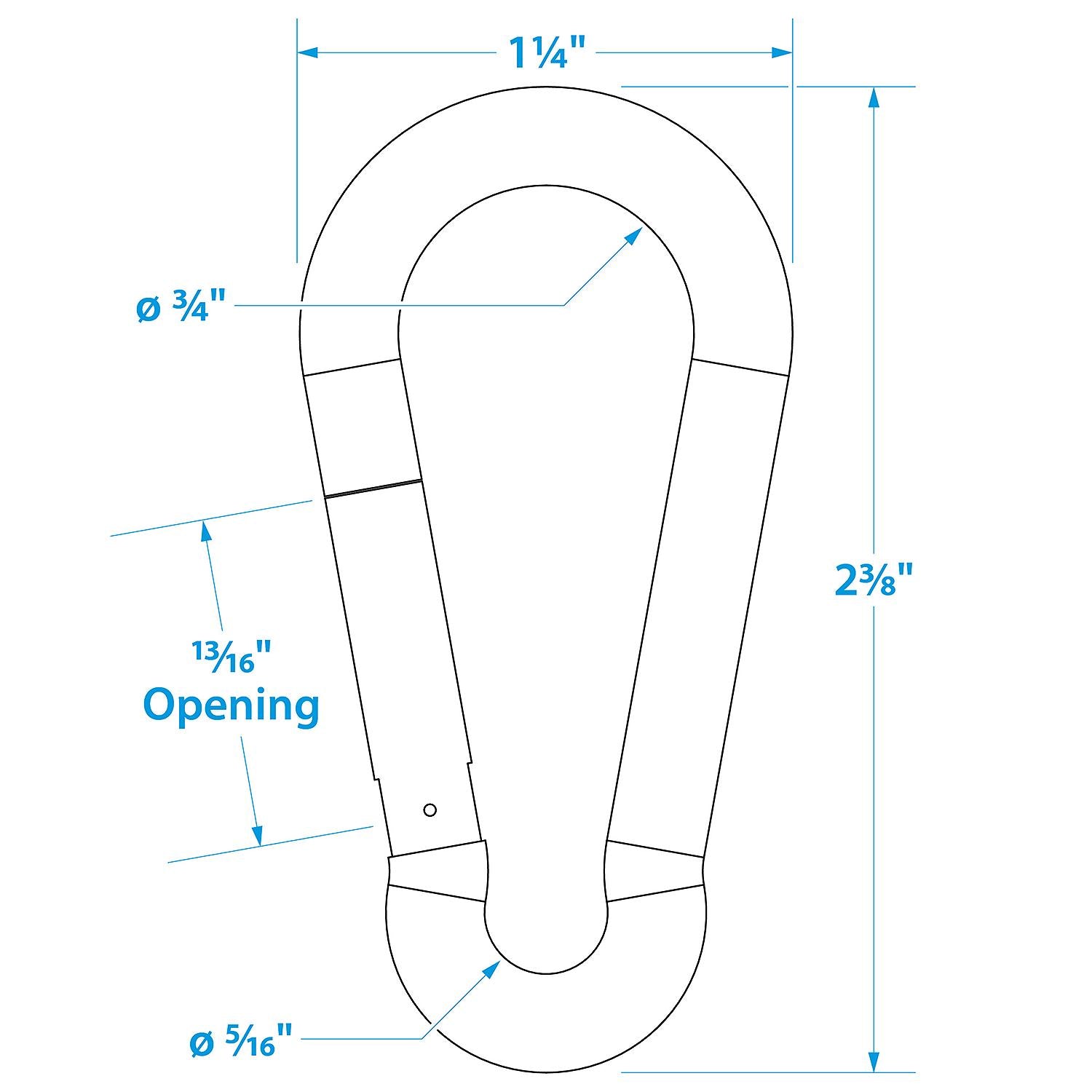 Safety Spring Hook, Stainless Steel, 1/4in x 2-1/2in