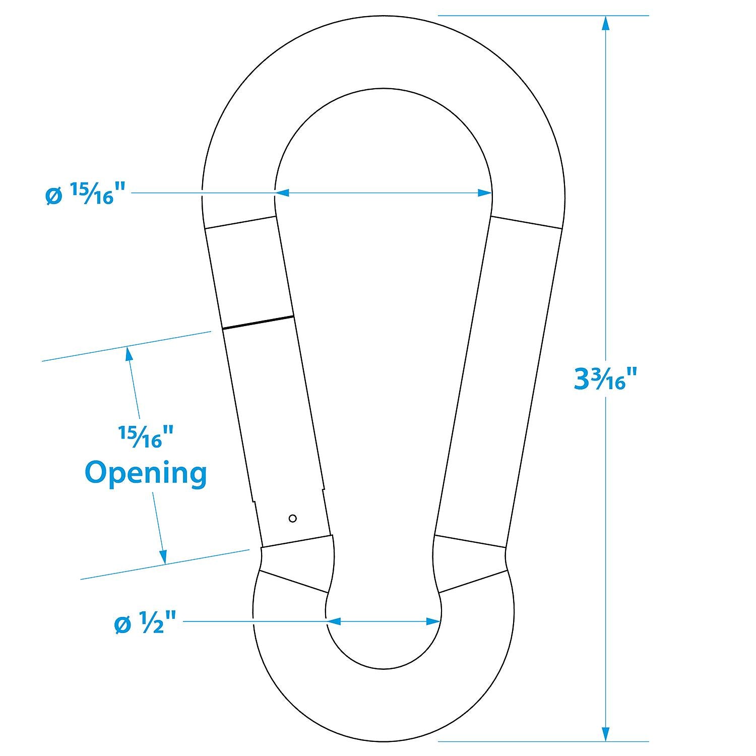 Safety Spring Hook, Stainless Steel, 5/16in x 3-1/4in