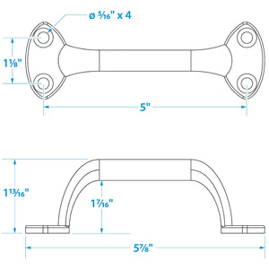 Chrome Plated Zinc Transom Handle, 6in