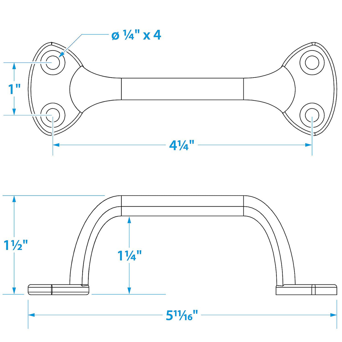 Chrome Plated Brass Transom Handle, 6in